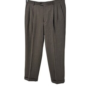 Zanella Bennett Trousers Mens 36 Brown Wool Cashmere Pleated Italy Dress Pants